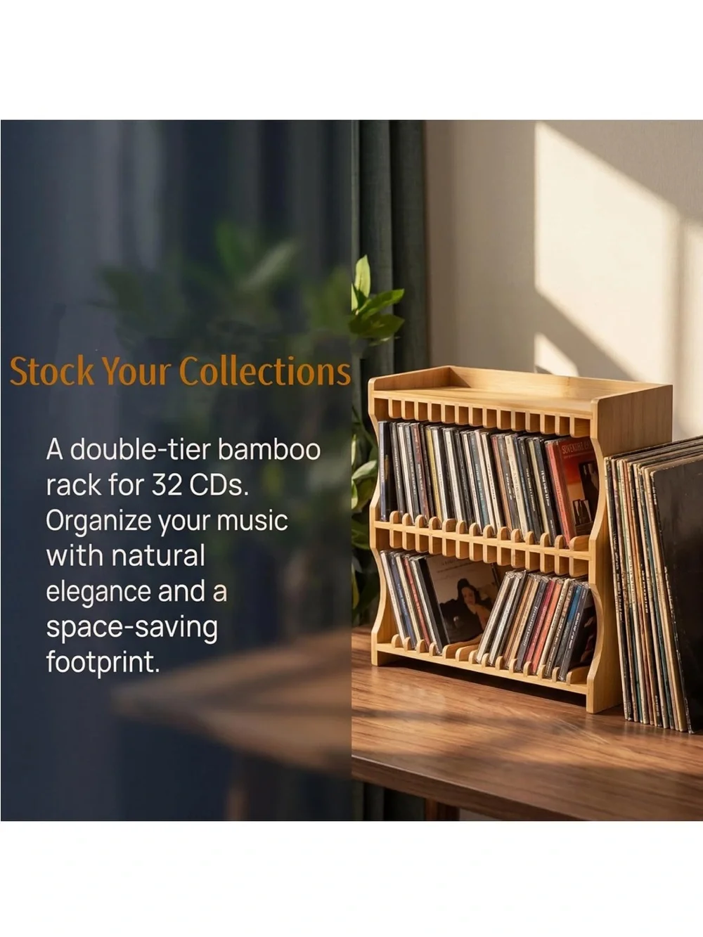 Bamboo CD/DVD Storage Organizer - Light Wood